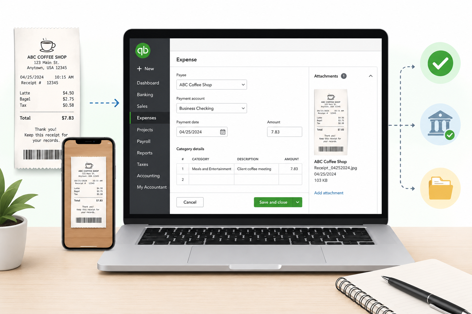 How to Attach Receipts in QuickBooks Online - feature image